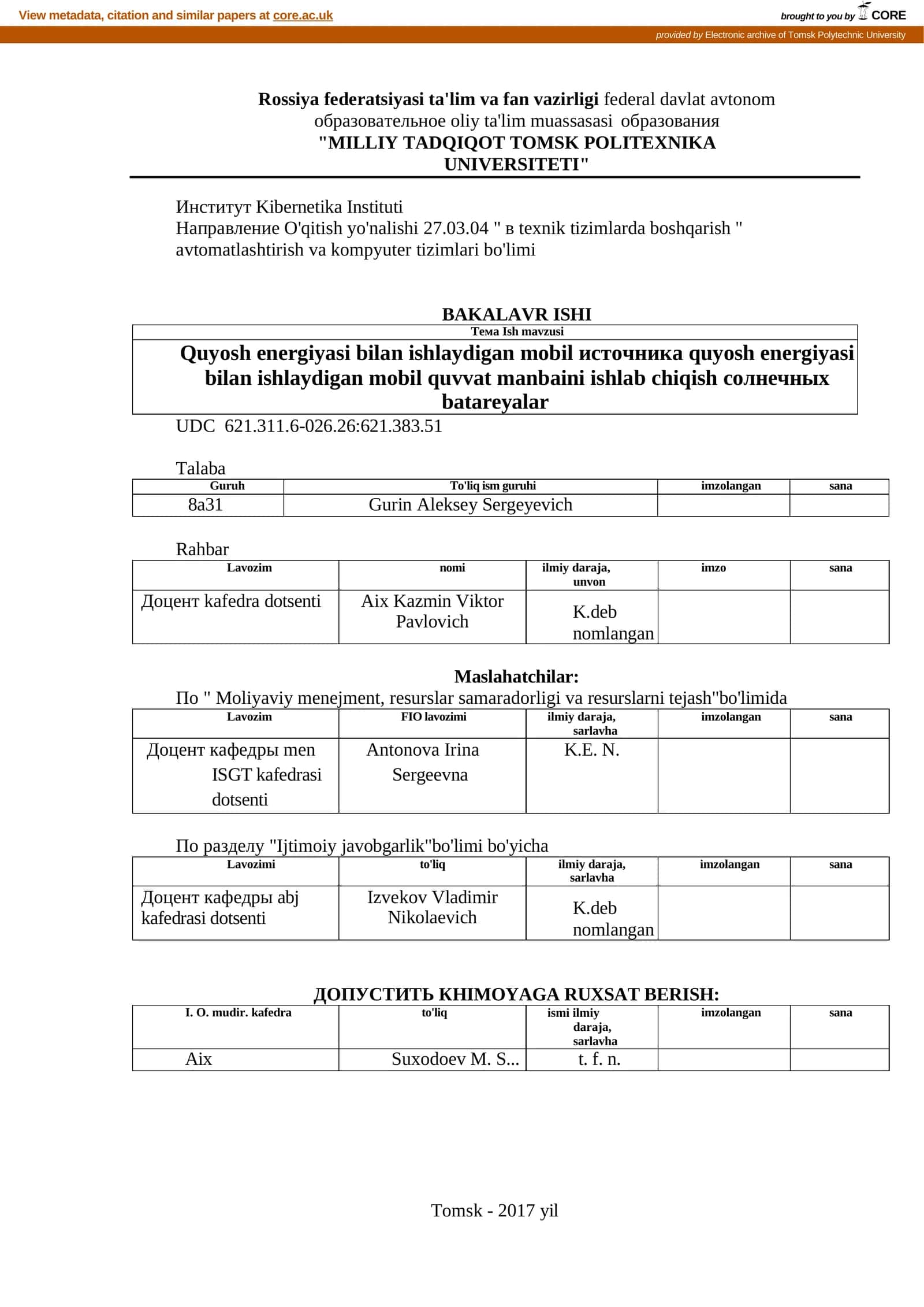 MILLIY TADQIQOT TOMSK POLITEXNIKA UNIVERSITETI