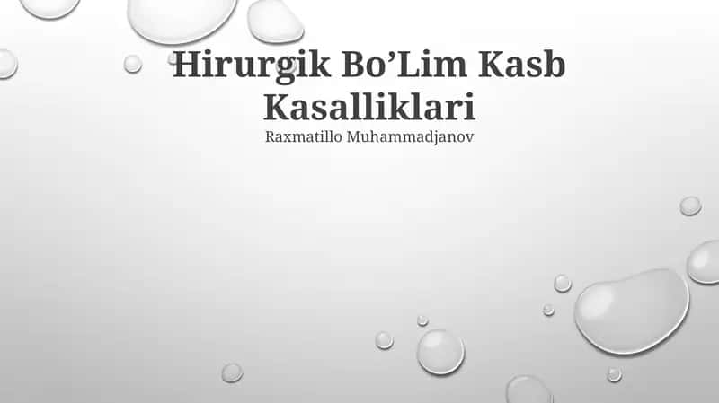 Hirurgik BoʼLim Kasb Kasalliklari