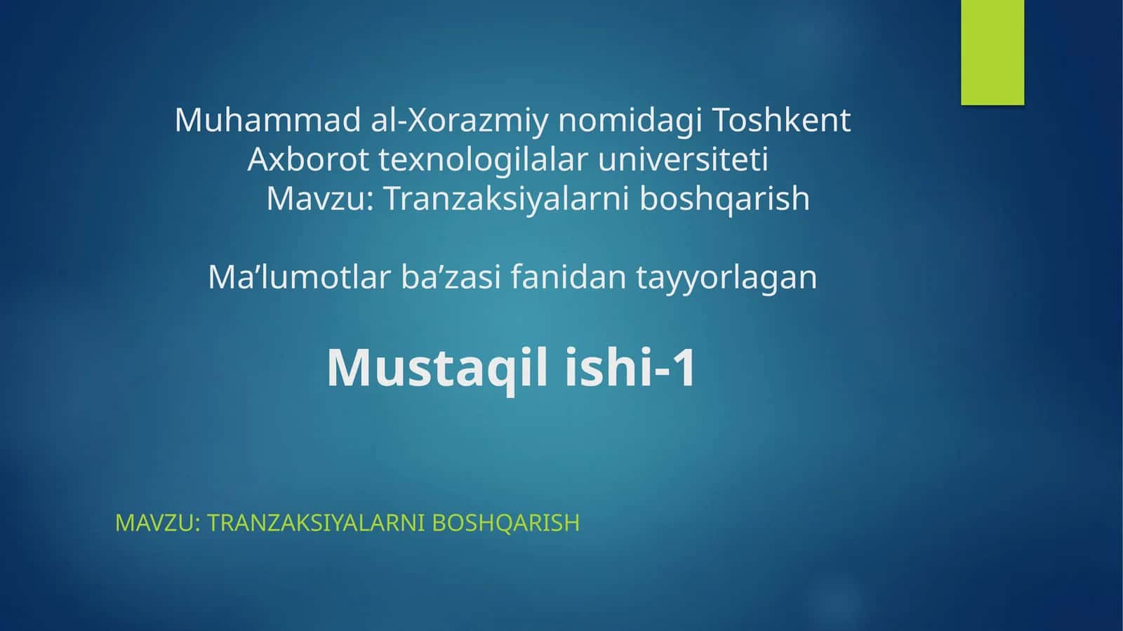 Toshkent Axborot texnologilalar universiteti