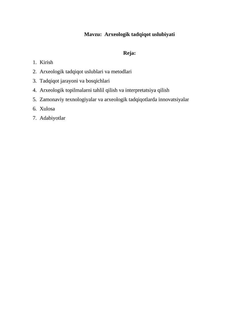 Arxeologik tadqiqot uslubiyati