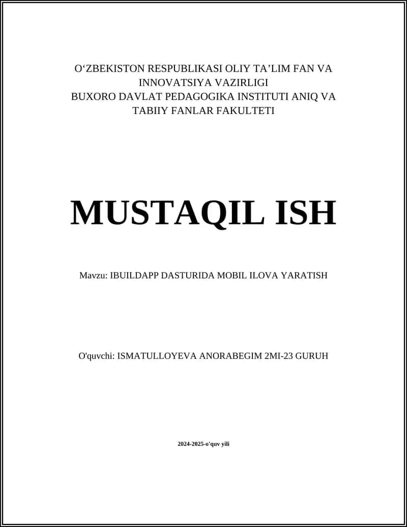 IBUILDAPP DASTURIDA MOBIL ILOVA YARATISH