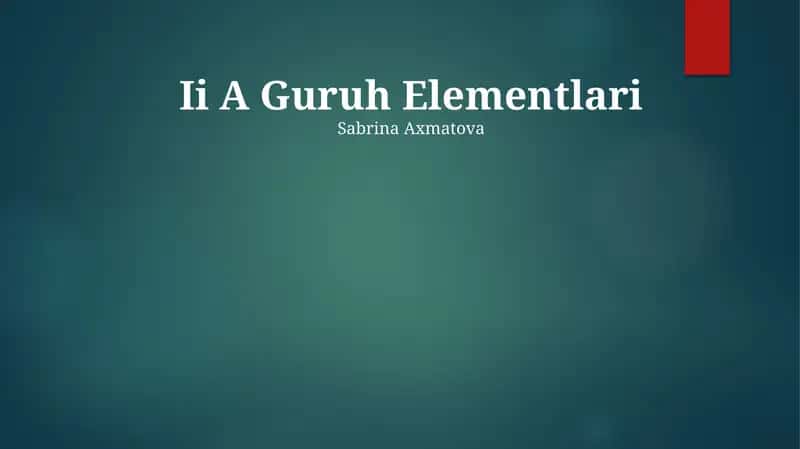 II A Guruh Elementlari