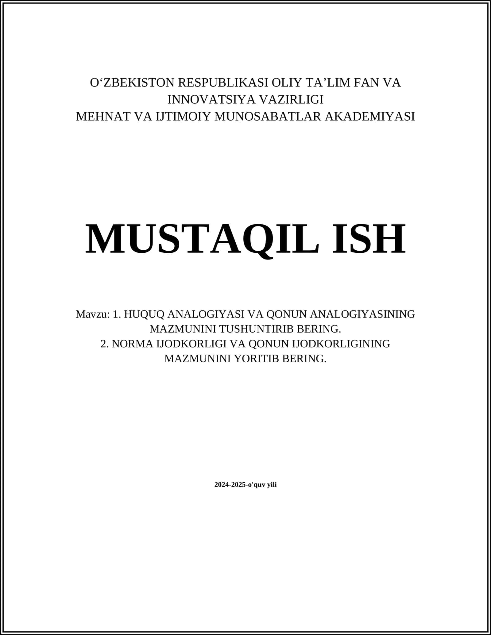 MUSTAQIL ISH
