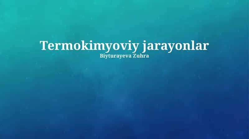 Termokimyoviy jarayonlar