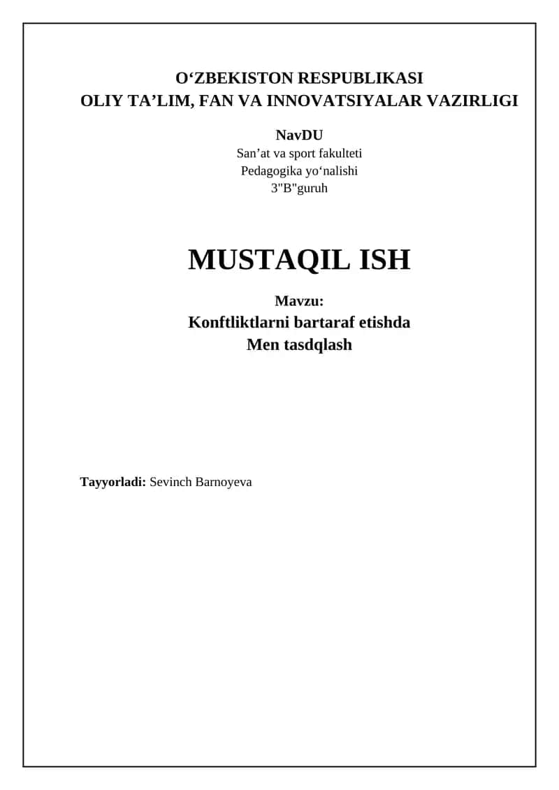 Konftliktlarni bartaraf etishda