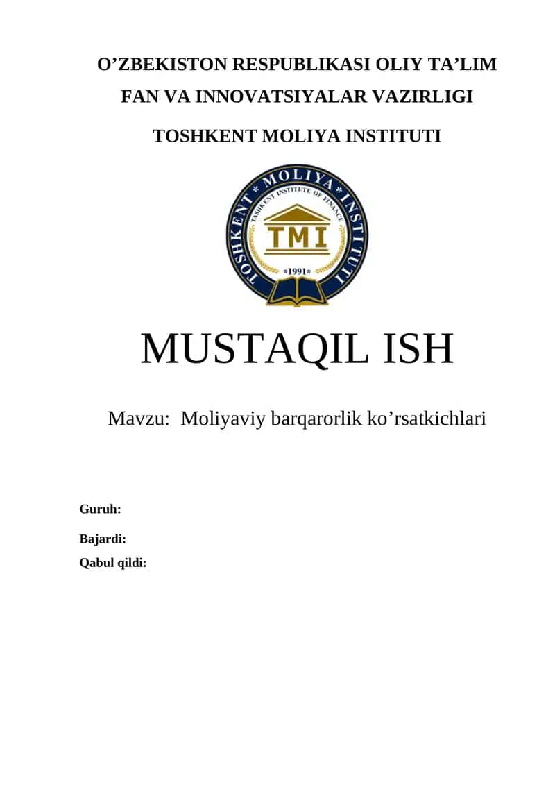 Moliyaviy barqarorlik ko’rsatkichlari