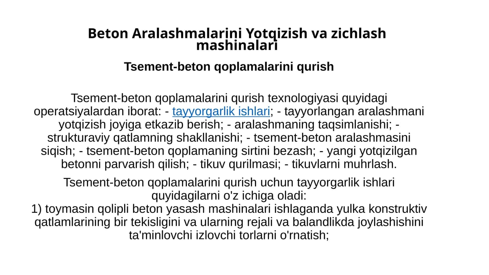 Beton Aralashmalarini Yotqizish va zichlash mashinalari