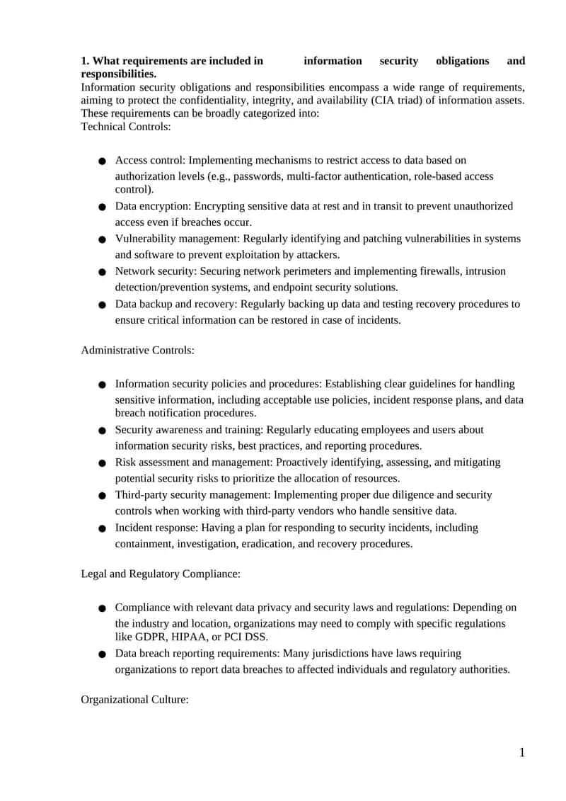 Information Security Obligations and Responsibilities