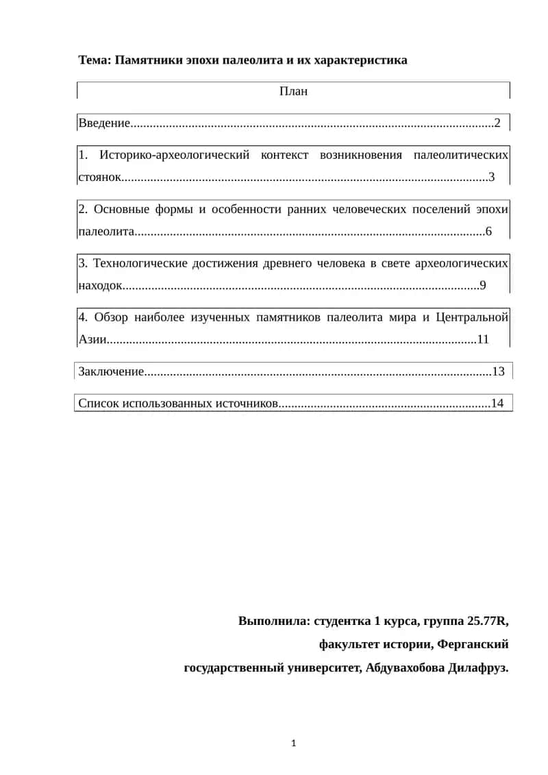 Памятники эпохи палеолита