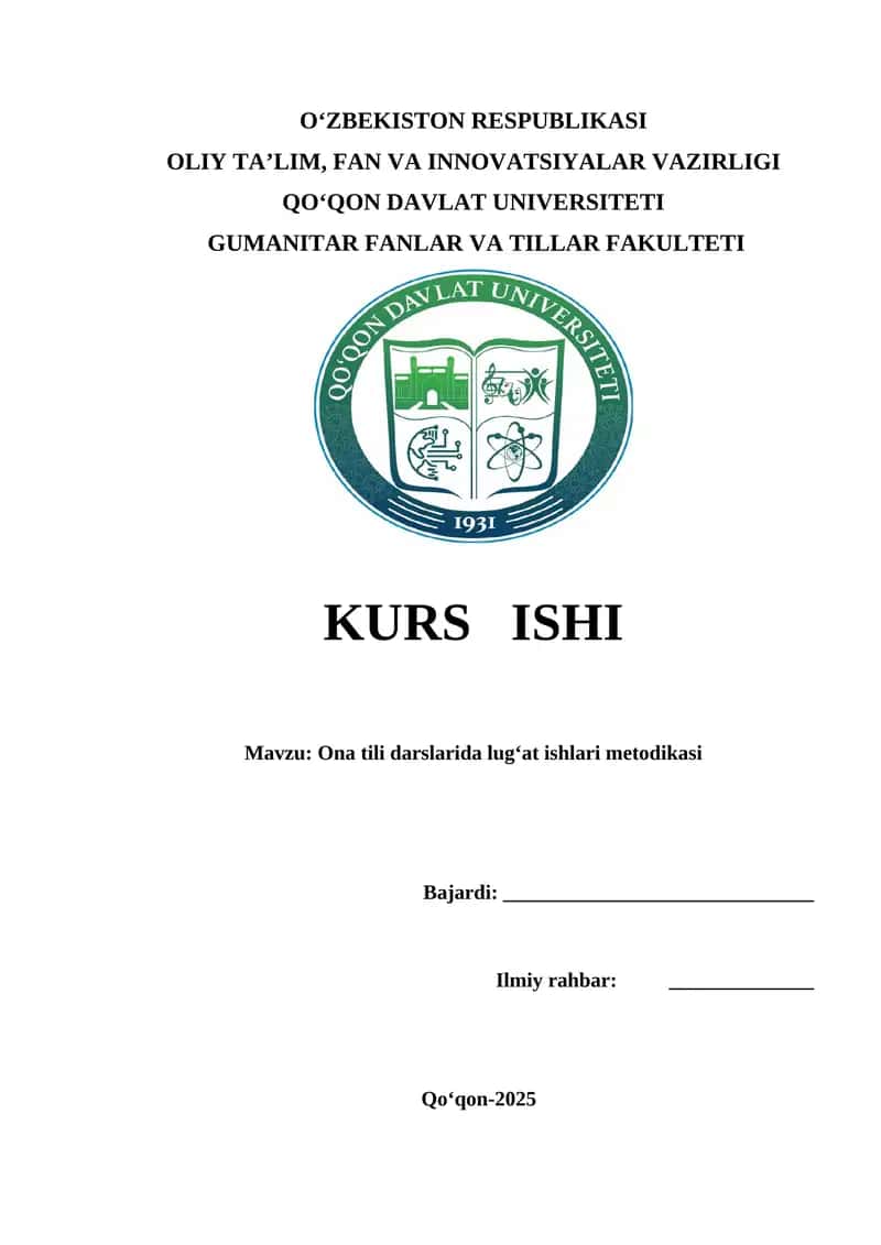 Ona tili darslarida lugʻat ishlari metodikasi
