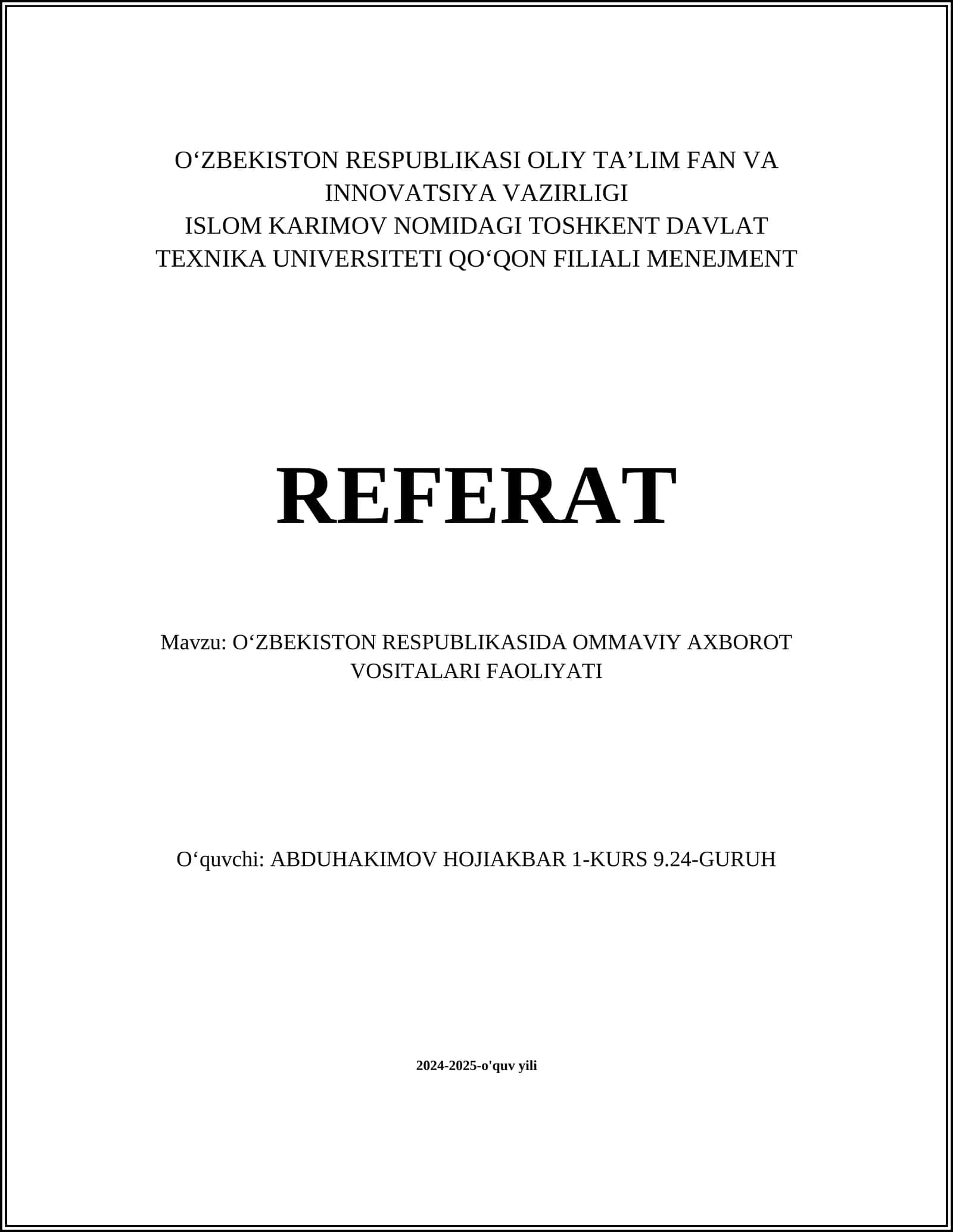 O'zbekistonda Omaviy Axbarot Vositalari Faoliyati