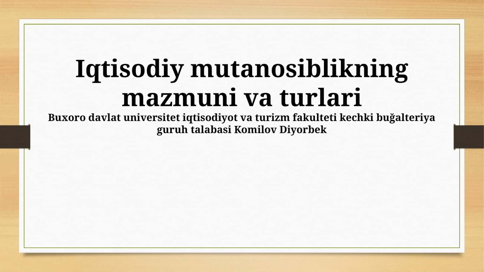 Iqtisodiy mutanosiblikning mazmuni va turlari