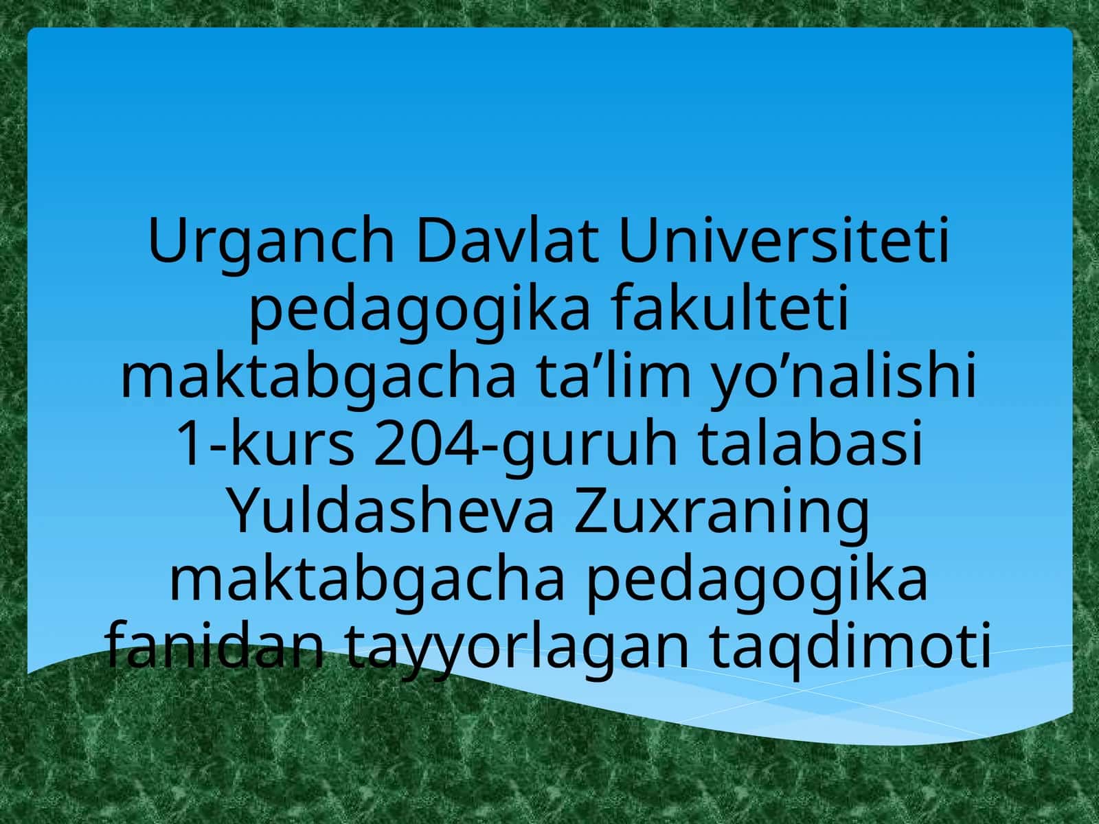 O'yin bolalar faoliyatining asosiy turi