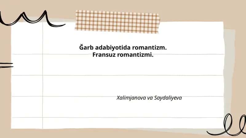 Ğarb adabiyotida romantizm va Fransuz romantizmi