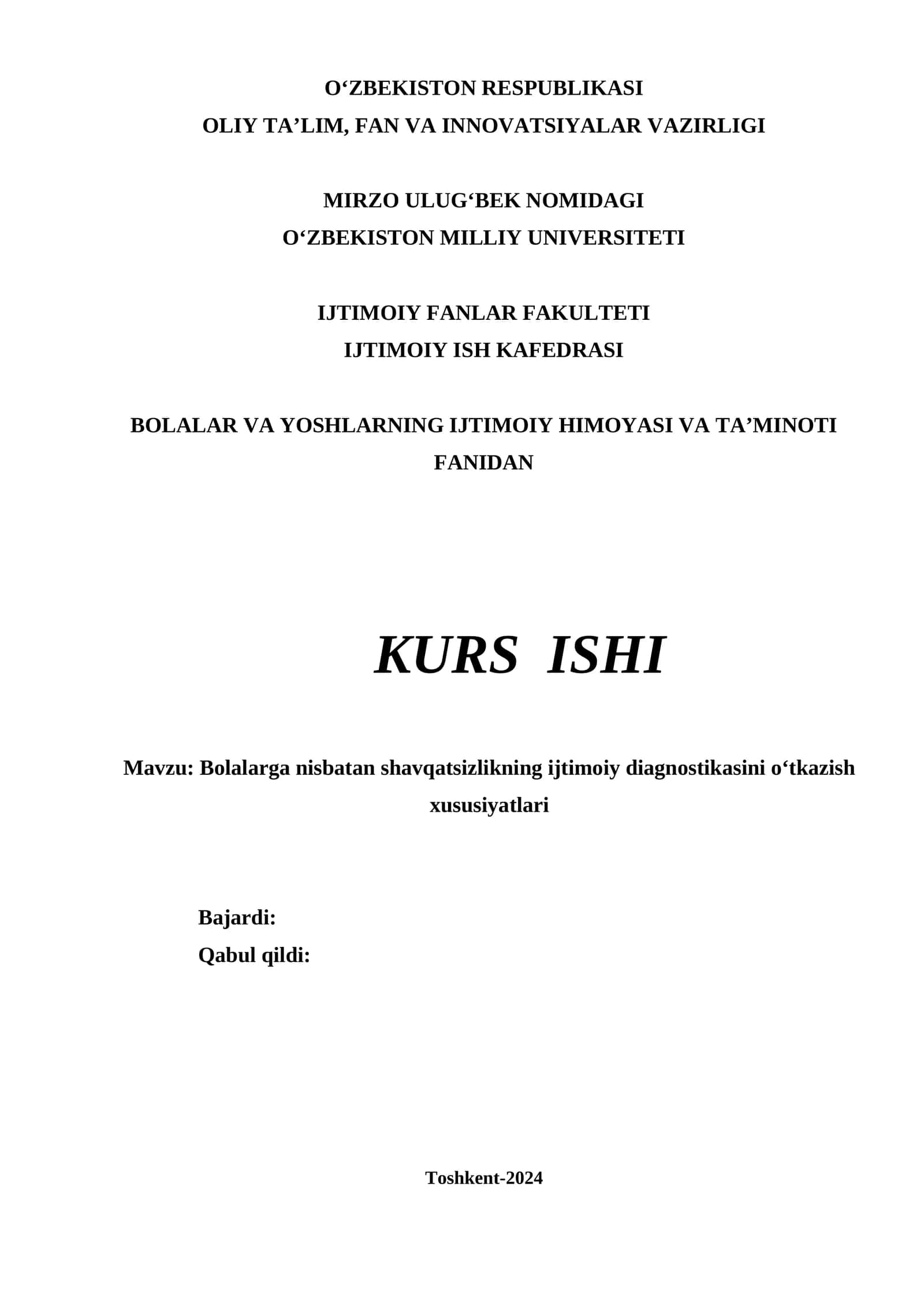 Bolalarga nisbatan shavqatsizlikning ijtimoiy diagnostikasini o‘tkazish xususiyatlari