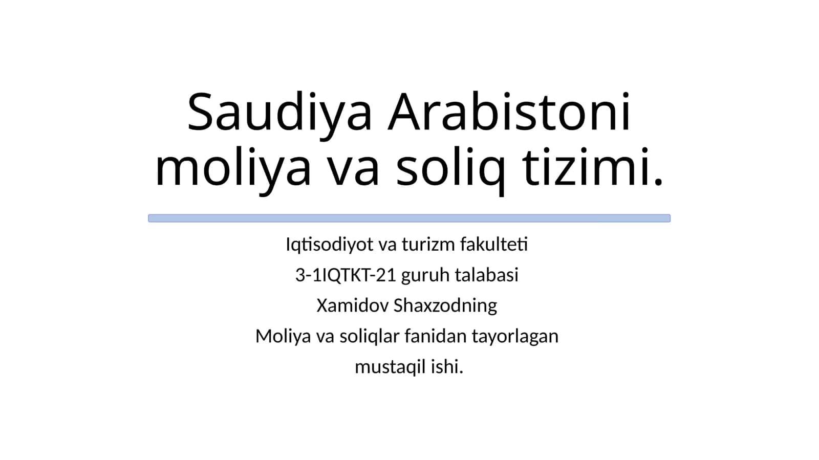 Saudiya Arabistoni moliya va soliq tizimi