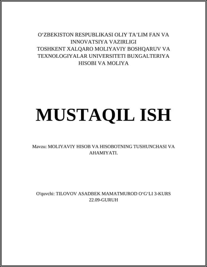 Moliyaviy Hisobotlar