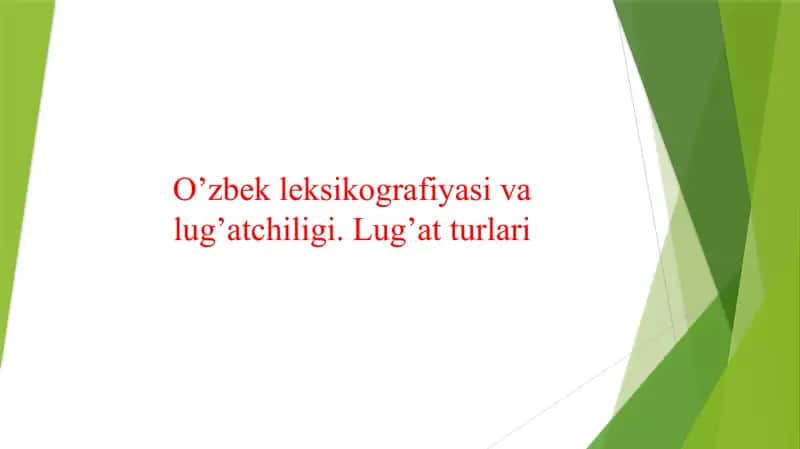 O'zbek leksikografiyasi va lug'atchiligi. Lug'at turlari