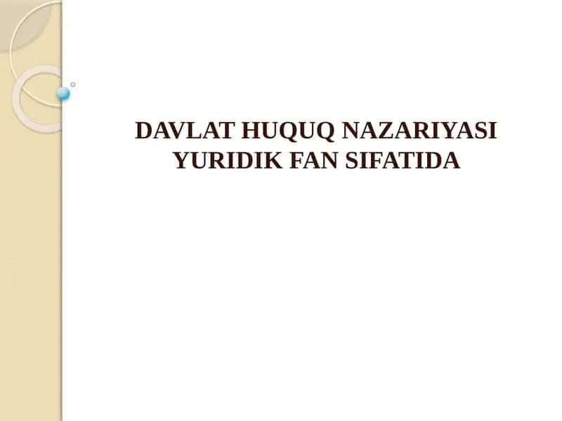 Davlat va huquq nazariyasi