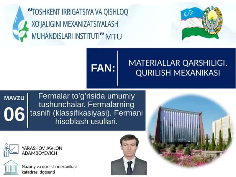 MATERIALLAR QARSHILIGI. QURILISH MEXANIKASI
