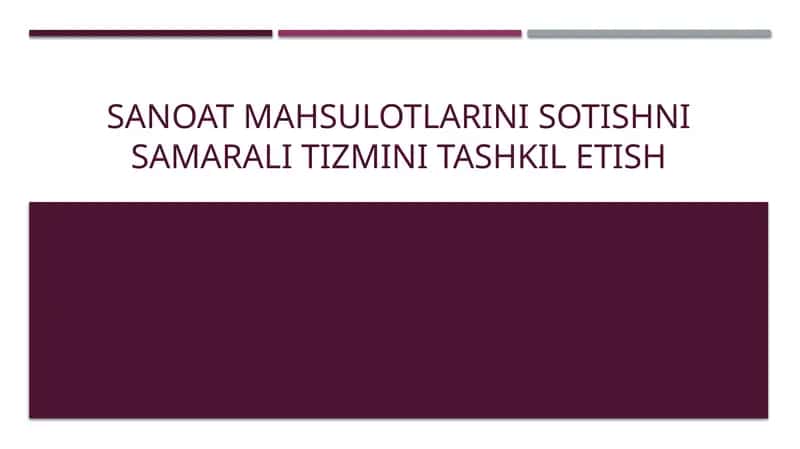 Ishlabchiqarishni tashkilotlash
