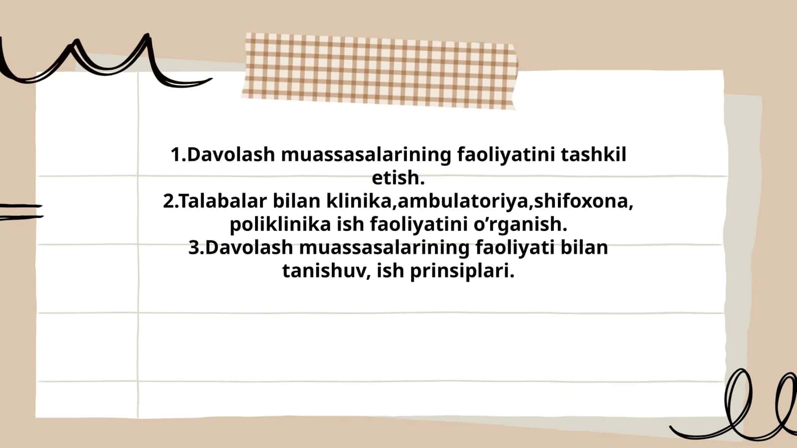 Davolash muassasalarining faoliyatini tashkil etish
