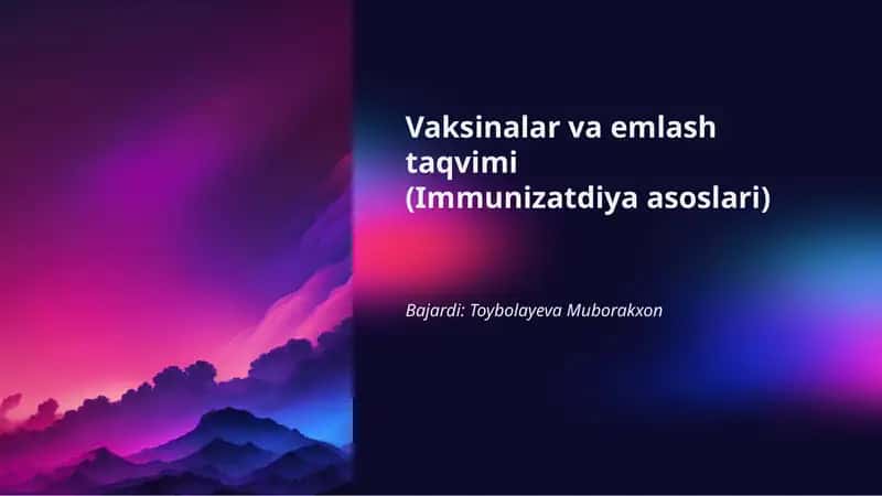 Vaksinalar va emlash taqvimi