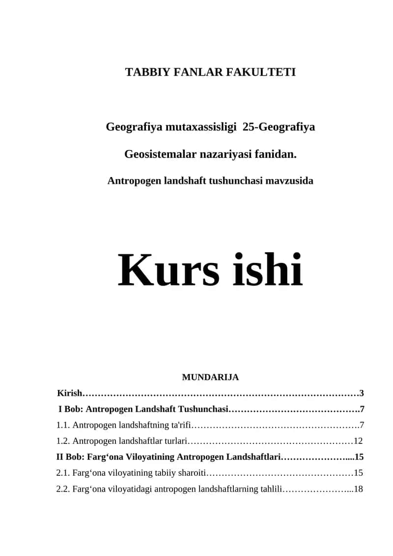 Antropogen landshaft tushunchasi