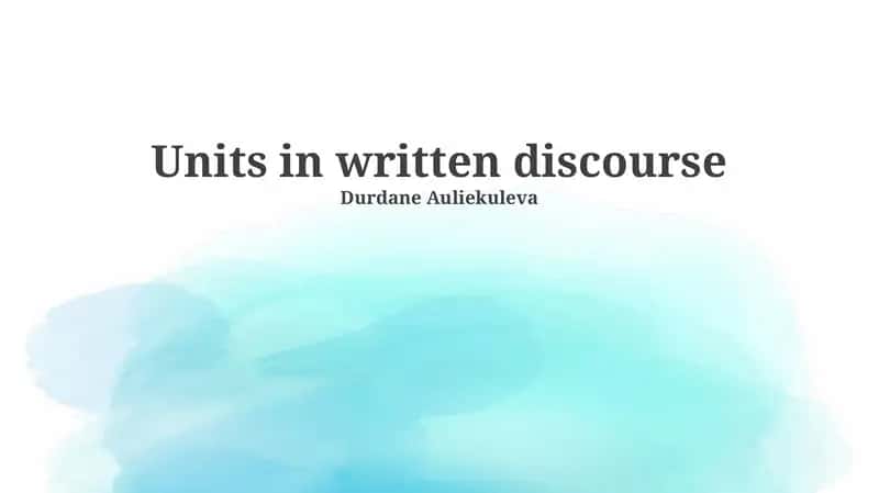 Units in written discourse