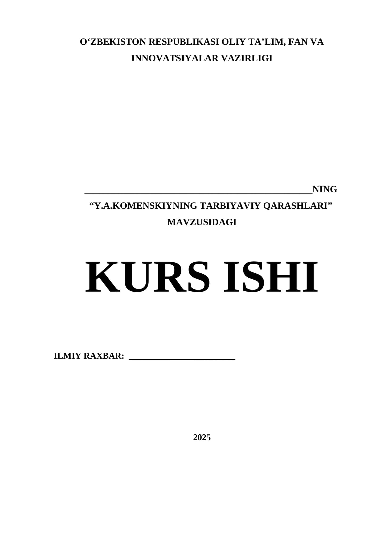 Y.A.KOMENSKIYNING TARBIYAVIY QARASHLARI