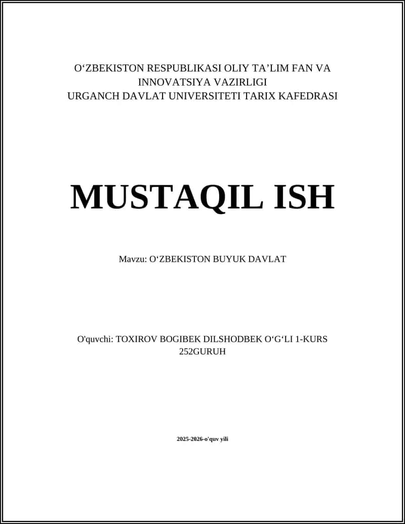 O‘zbekiston Mustaqillik Tarixi
