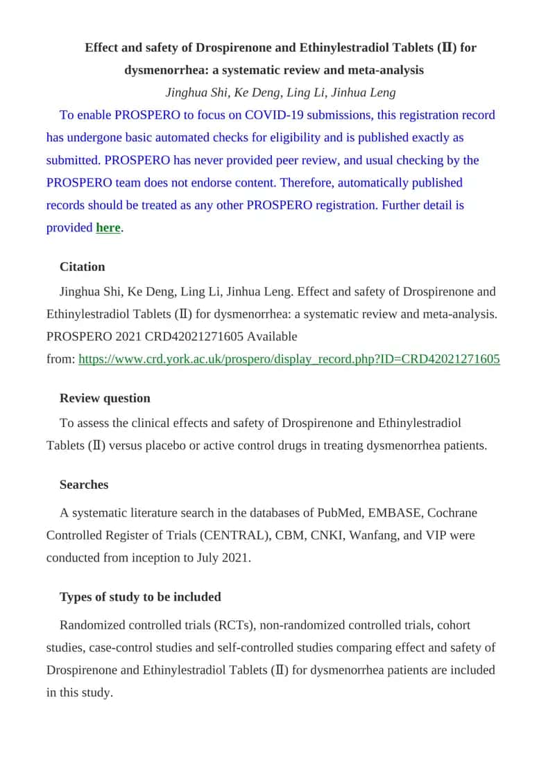 Drospirenone and Ethinylestradiol Tablets