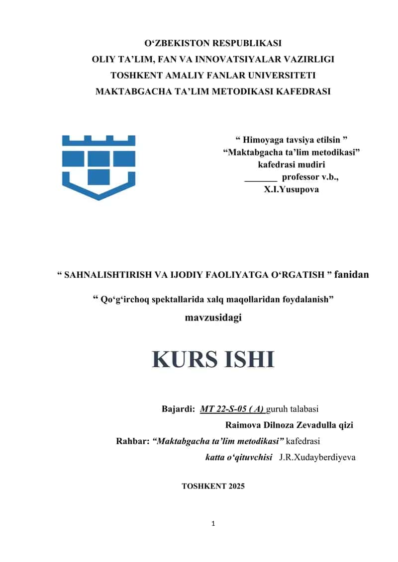 Qoʻgʻirchoq spektallarida xalq maqollaridan foydalanish