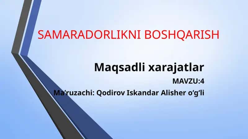 SAMARADORLIKNI BOSHQARISH