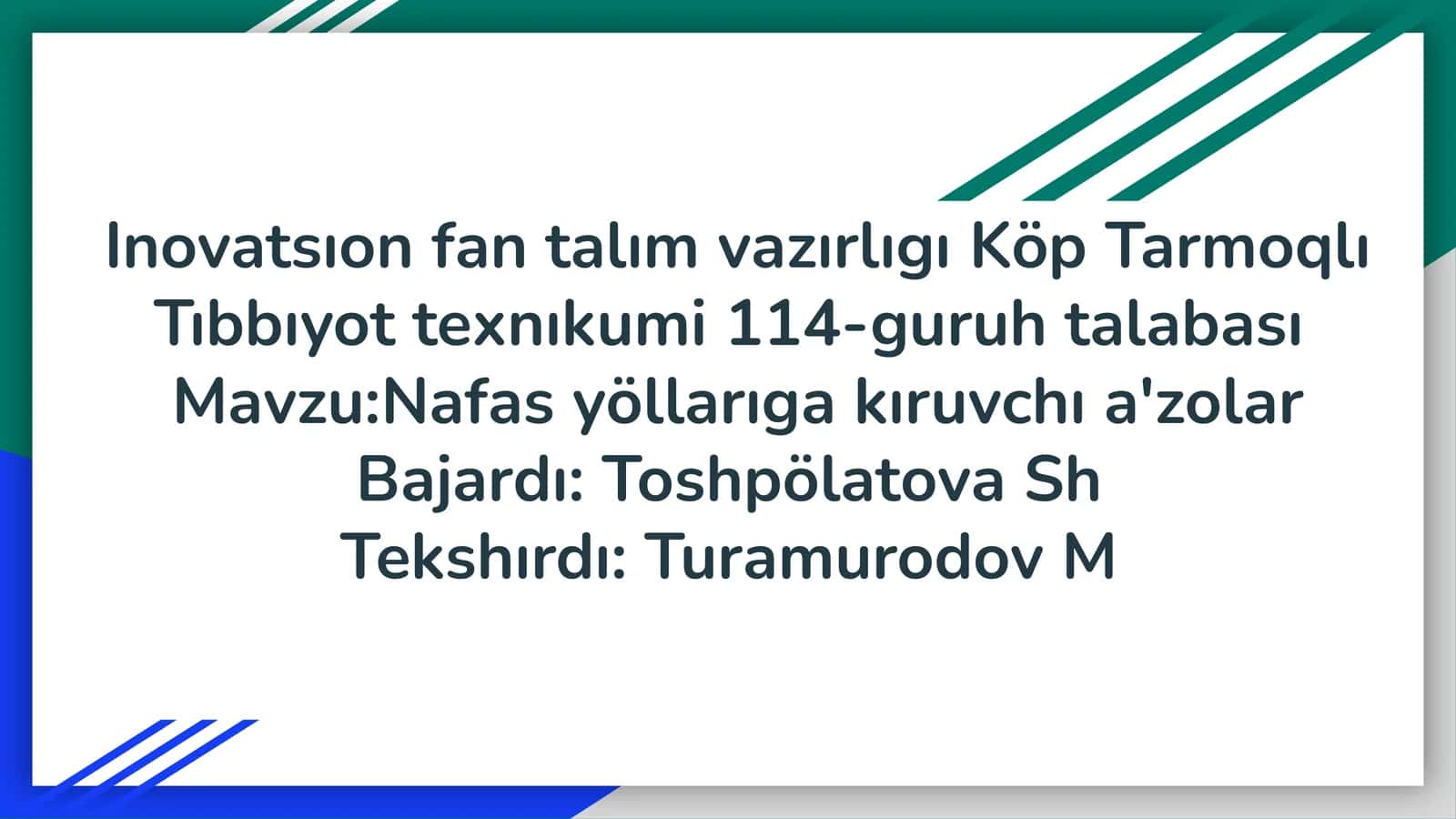 Nafas yöllarıga kıruvchı a'zolar