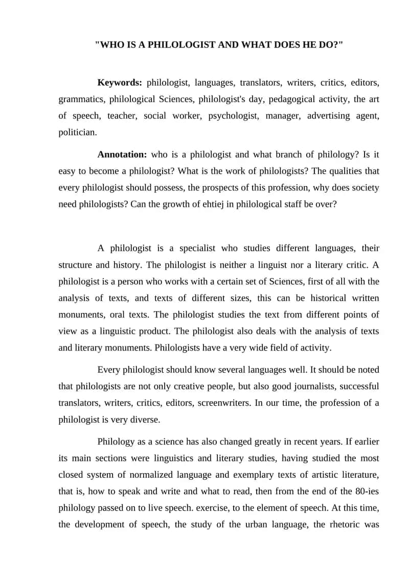 MAQOLA Who is a philologist and what does he do