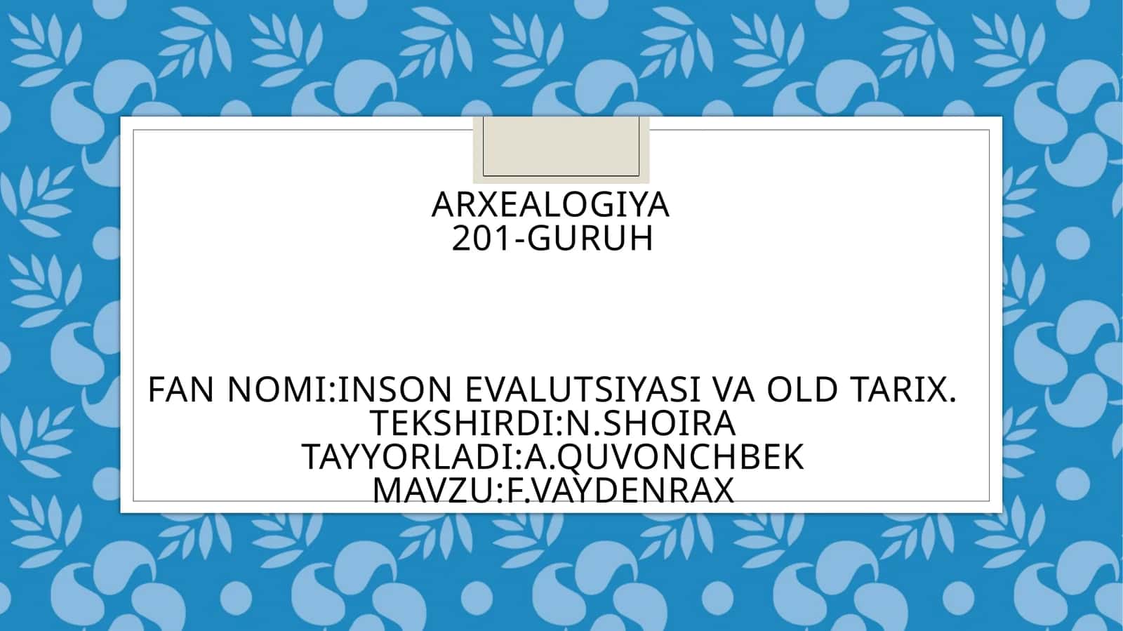 F. VAYDENRAX Biografiyasi