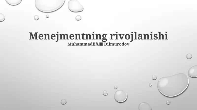 Menejmentning rivojlanishi