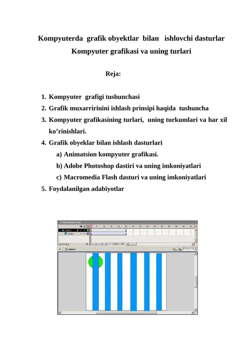 Kompyuter grafikasi va uning turlari