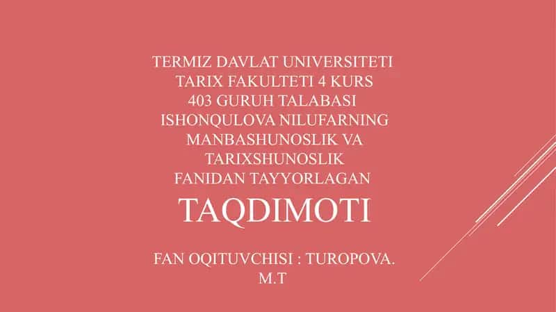 Taqdirlar tarixi