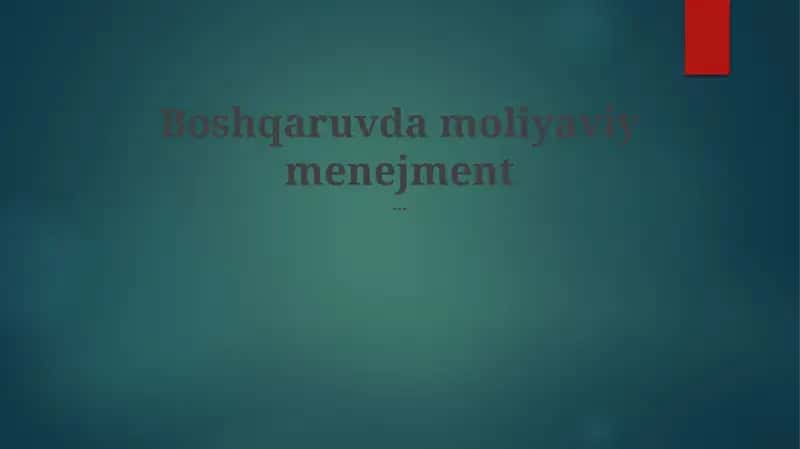 Moliyaviy boshqaruv