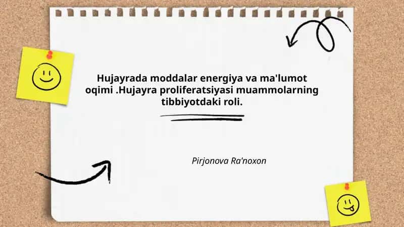 Hujayrada moddalar energiya va ma'lumot oqimi