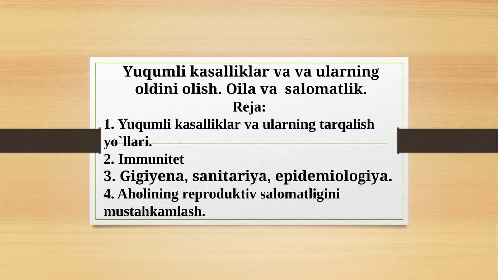 Yuqumlikasalliklar va vaularning oldini olish