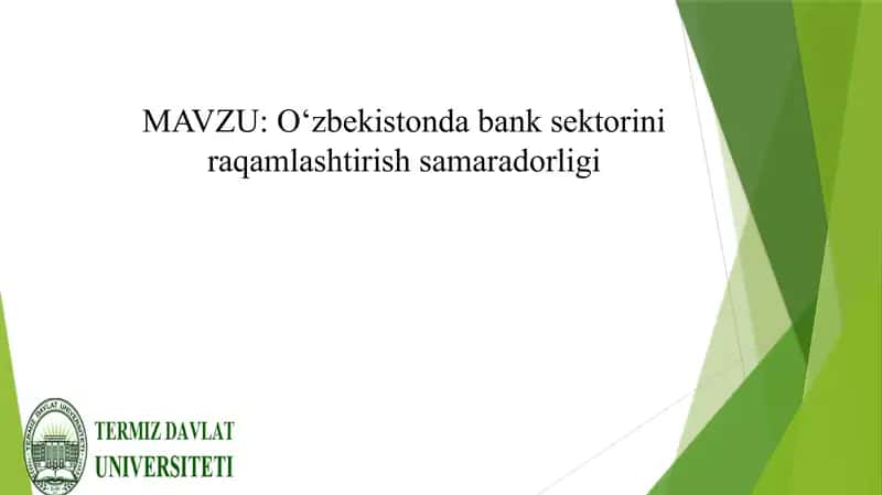O‘zbekistonda bank sektorini raqamlashtirish samaradorligi