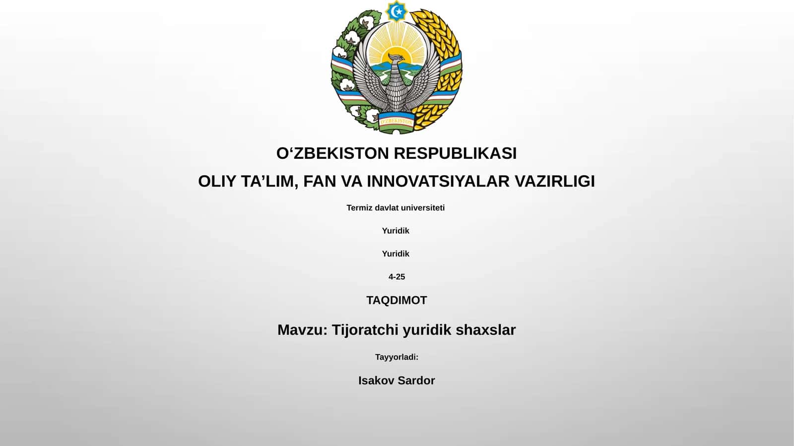 Tijoratchi yuridik shaxslar