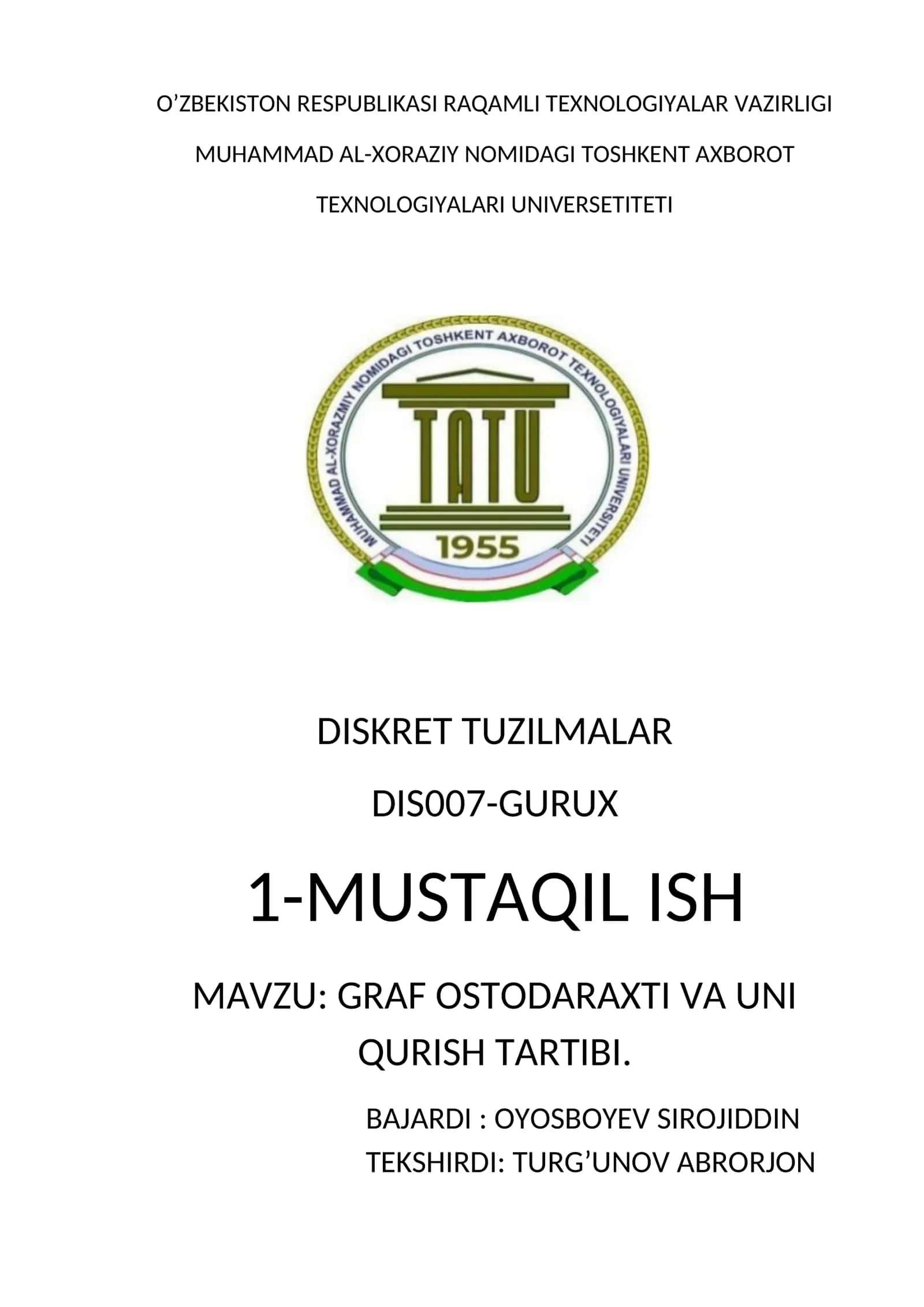 DISKRET TUZILMALAR DIS007-GURUX