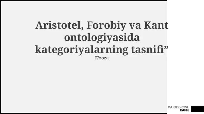 Kategoriyalarning tasnifi