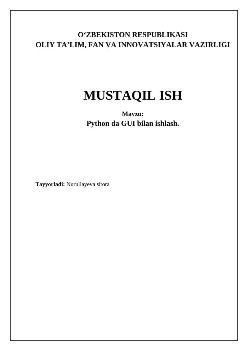 Python da GUI bilan ishlash