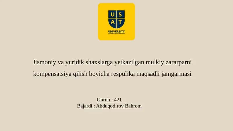 Jismoniy va yuridik shaxslar uchun maqsadli jamg'arma