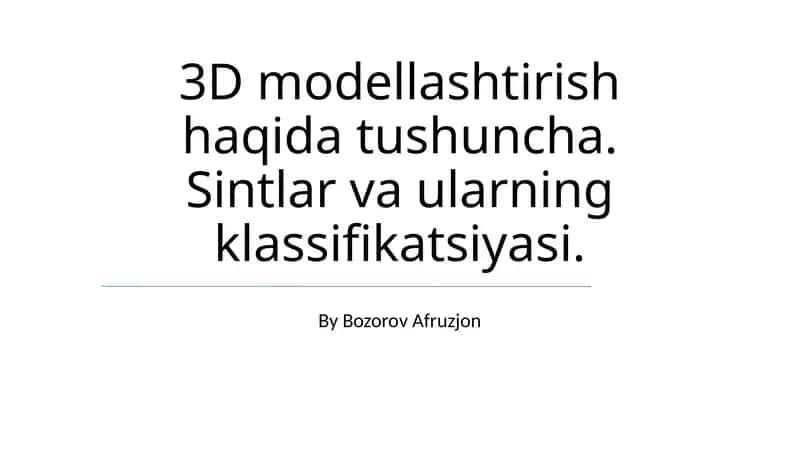 3D modellashtirish